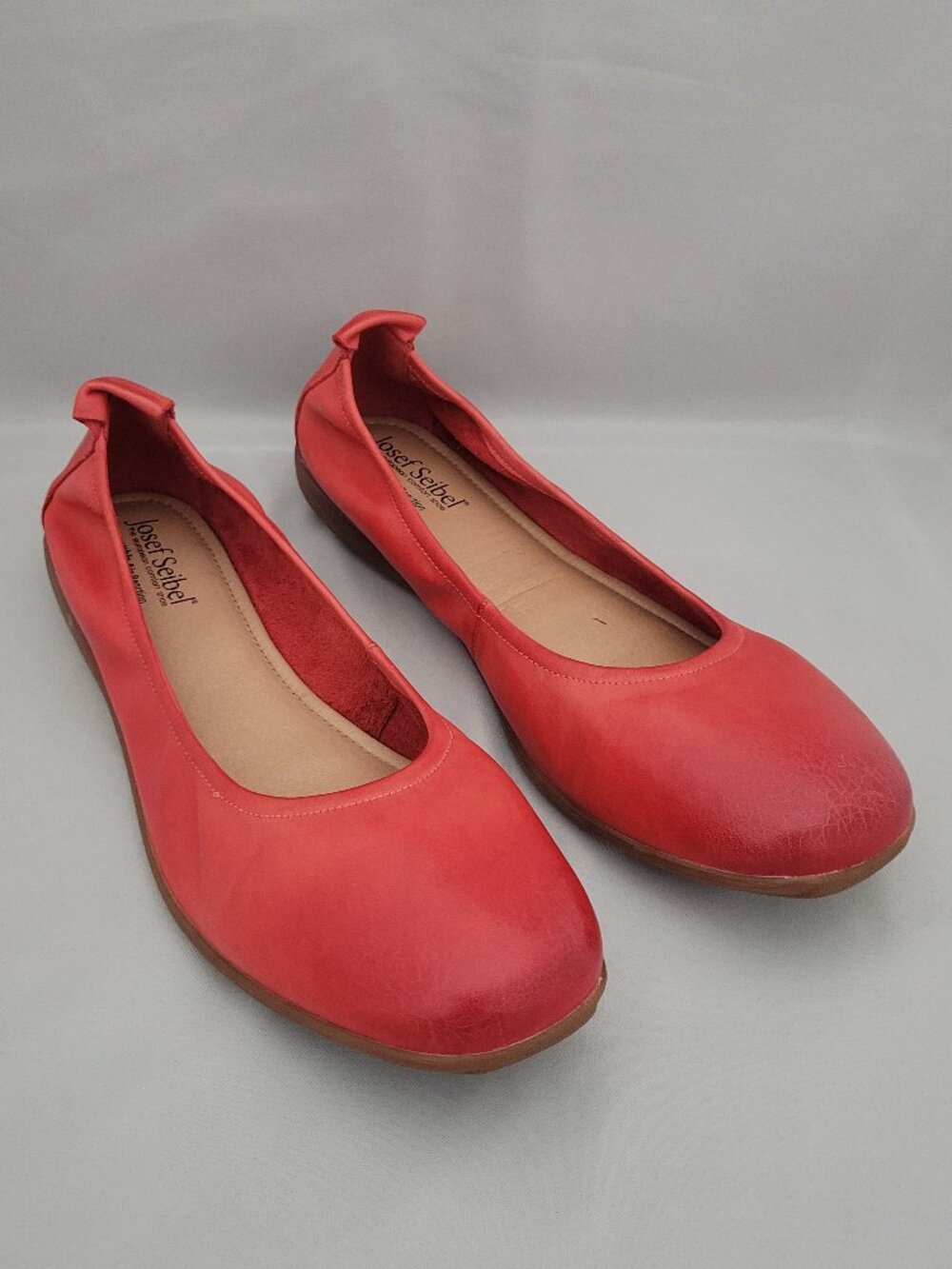 Josef Seibel Fenja 01 Red Leather Ballerina Ballet Flat Comfort Shoe EU 42 US 11